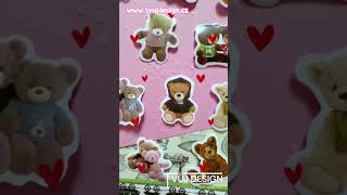 Samolepky a nálepky - Medvídci Teddy Bear (46 ks) v dárkové krabičce