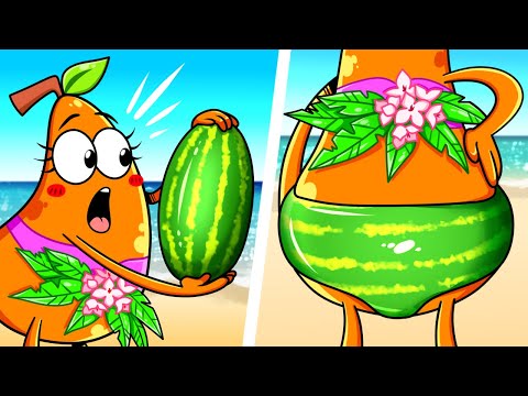 Las frutas intentan sobrevivir en una isla deshabitada | Momentos divertidos de La Pareja Pera