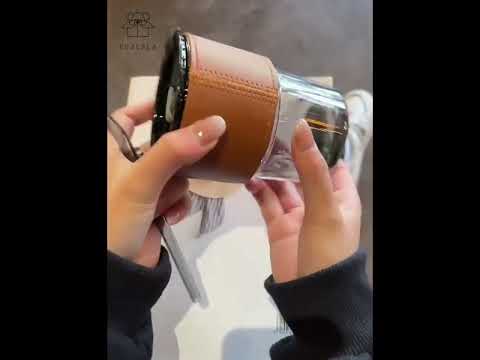 KALPAVRIKSHA Leather Sleeve Glass Coffee Mug with Silicone Straw and Leakproof for Coffee