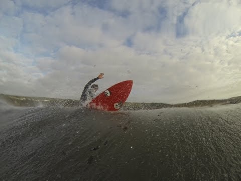 Joe Woods, surfing at home in South Devon.