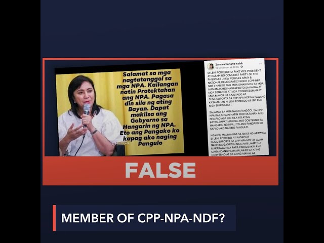 FALSE: Robredo is a member of CPP-NPA-NDF