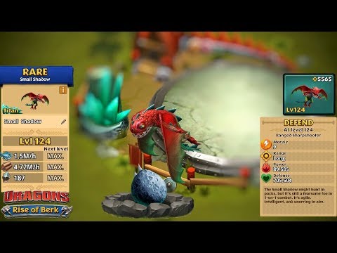 Small Shadow (Rare Dragon) Max Level 124 - Titan Mode | Dragons: Rise of Berk
