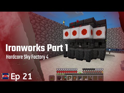 Ironworks Smeltery Started: Hardcore Minecraft Sky Factory 4 Crash Landing - Ep 21
