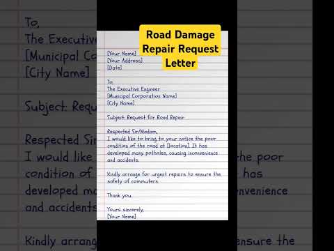 Road damage repair request letter #application #letter