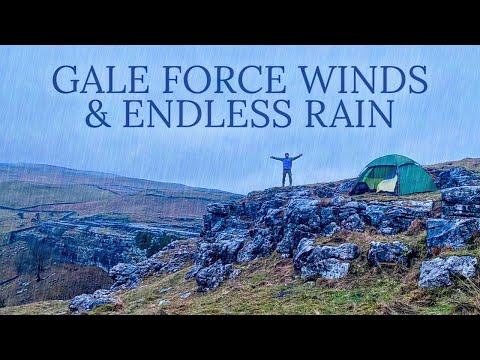 SOLO STORM WINTER WILD CAMPING IN GALE FORCE WIND GUSTS AND HEAVY RAIN