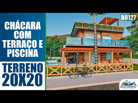 CHÁCARA GRANDE com PISCINA  - e com TERRAÇO - Terreno 20x20 #B0127