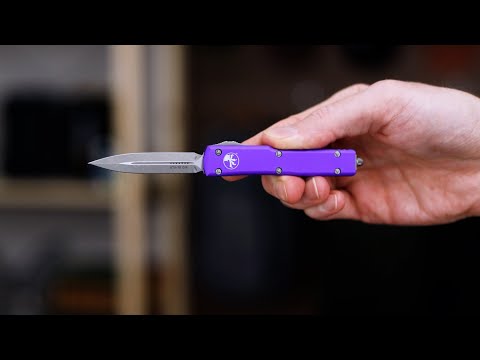 Microtech UTX-70 D/E Apocalyptic M390 Double Edge Purple OTF Microtech UTX-70 D/E Apocalyptic M390 Double Edge Purple OTF