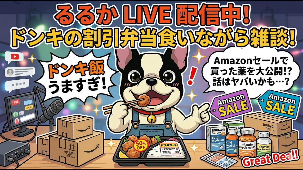 Amazonが作ってる薬をAmazonセールで購入！！オイルショックでゴミ袋売り切れ？ドンキで買ってきた割引弁当食べながら雑談。