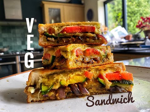 GRILLED VEG CHEESE SANDWICH | 15 minute meals | Pesto mozzarella panini | Food with Chetna