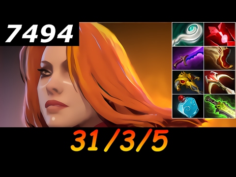 Dota 2 Lina 7494 MMR 31/3/5 (Kills/Deaths/Assists) Ranked Full Gameplay