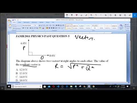 JAMB 2011 PHYSICS PAST QUESTION 5 Vectors