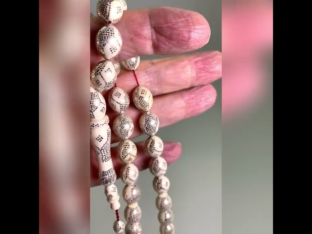 قوافل سبحة من عاج الطبيعي مشغول بالفضة IV0045