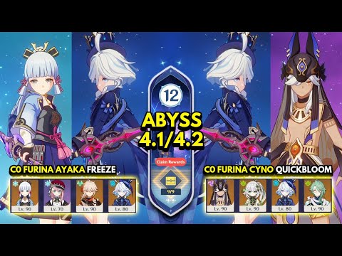 C0 Furina x Ayaka Freeze & C0 Furina x Cyno Quickbloom | Spiral Abyss 4.1/4.2 Floor 12 9 Stars