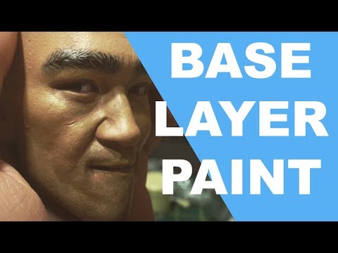 How to sculpt hyperrealistic Bruce Lee : Part 117 - Applying Base Paint Layer