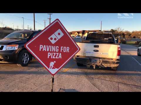Still frame from Paving for Pizza (Domino's, 2018)