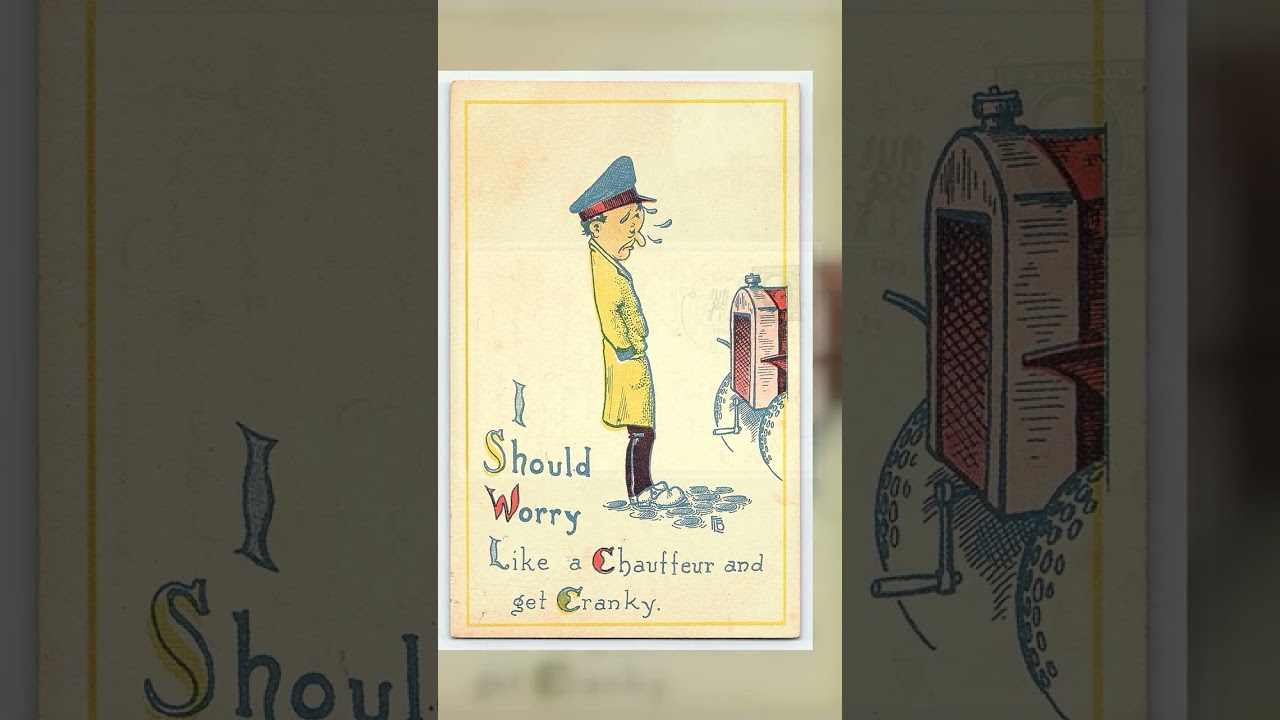 Lambin Fredrickson Comic Postcard, Chauffeur Humor, 1913 Postmark Video
