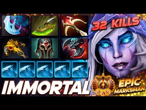 Drow Ranger EPIC MARKSMAN 32 KILLS Immortal Rank - Dota 2 Pro Gameplay [Watch & Learn]
