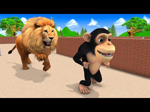 Giant Gorilla Vs Funny monkey Vs Giant Lion Escape From Pc Maze Game | Monkey Collecting Watermelons