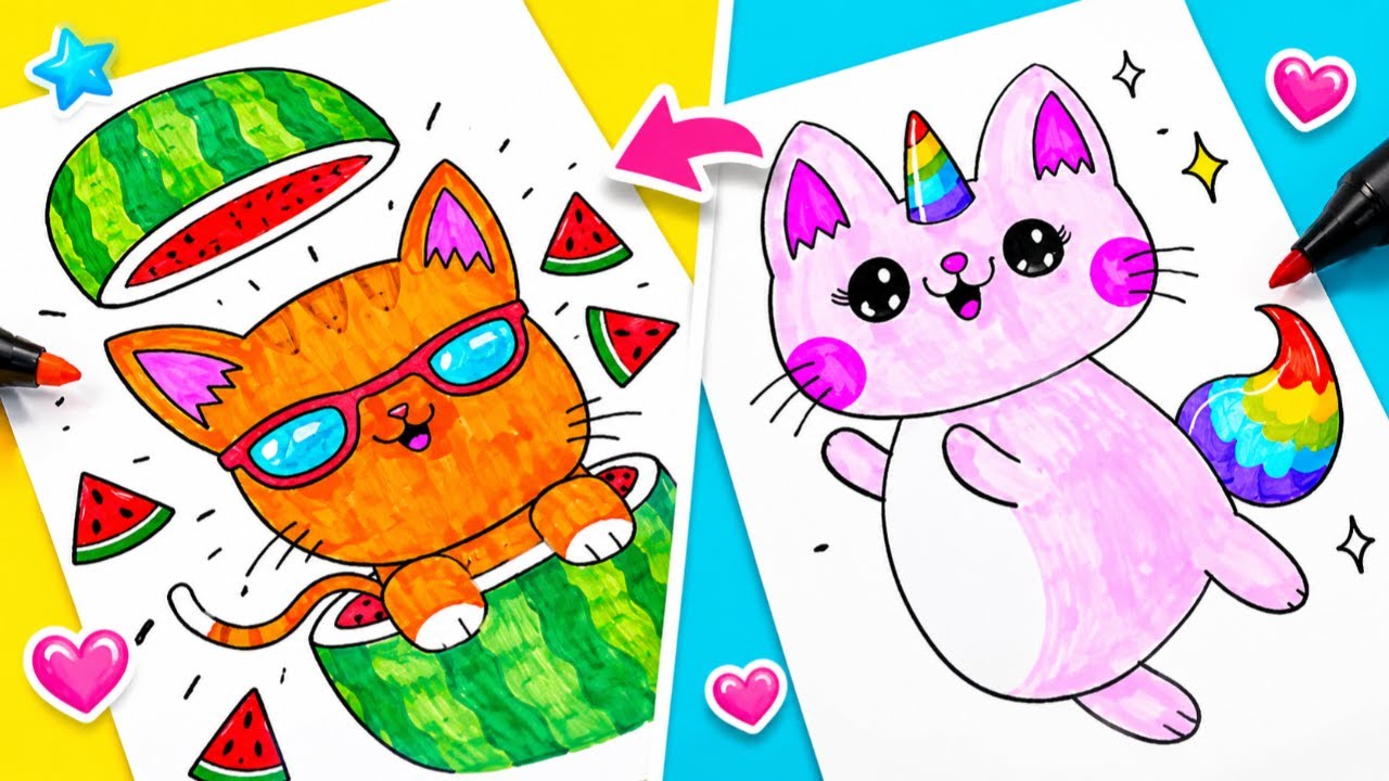🦄 Gatito Unicornio Fácil de Dibujar 😻✨