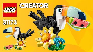 YouTube thumbnail: LEGO Creator Wild Animals: Tropical Toucan (31173)[225 pcs] Step-by-Step Building Instructions | TBB