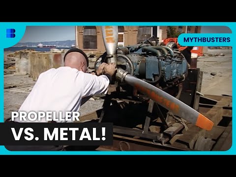 Can a Plane Propeller Slice Through Metal? | MythBusters