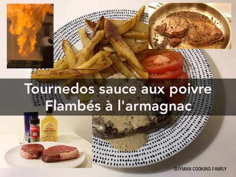 Steak/Tournedos sauce au poivre ! Flambés à l'armagnac et frites maison
