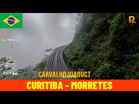 Rainy Cab Ride Curitiba - Morretes (Serra Verde Express, Brazil) - train driver's view in 4K