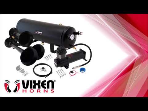 Vixen Horns 3 Black Trumpets/3 Gallon Tank/200 PSI Compressor Train Horn Kit VXO8330B/3114B