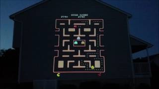 My son playing some Classic Arcade games on my house over 25 feet tall.