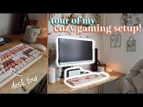 My cozy gaming SETUP TOUR!🌷| 2023 wfh desk tour💭