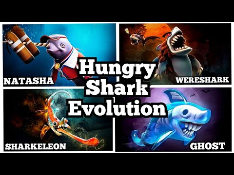 NATASHA the narwhal vs WERESHARK vs SHARKELEON vs GHOST !!! Hungry shark evolution