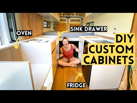 BEAUTIFUL DIY CUSTOM LOWER CABINETS | How To Build Cabinets | PROMASTER VAN BUILD SERIES | Ep 15