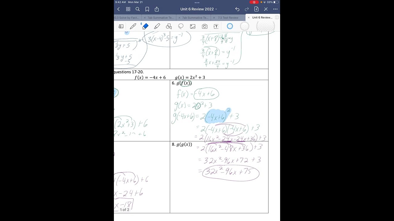 Unit 6 test review answers