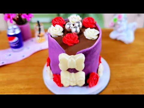 🧁Mini Сolorful Cake Decorated with Chocolate Roses 🥤 1000+ Miniature Ideas 🍭 Tiny Cooking