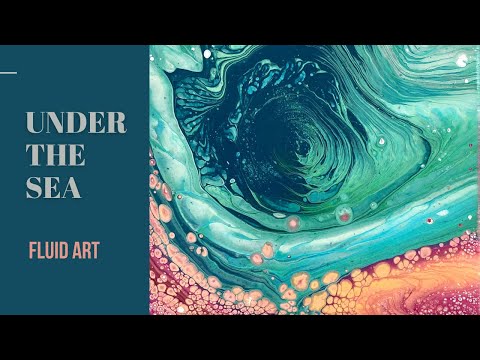 Acrylic pouring abstract art, Acrylic pearl pour. Fluid Art painting ocean, Under the sea series.