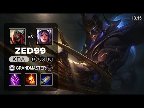 ZED99 Zed vs Irelia Mid - KR Grandmaster - Patch 13.15 Season 13