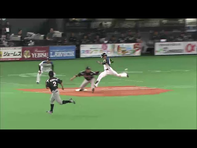 2回裏 ファイターズ西川のタイムリー内野安打で同点!! 2014/5/18 F-M