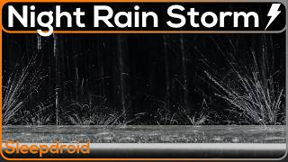 ► Heavy Night Rainfall and Thunderstorm Sounds for Sleeping ~Close Raindrops, Hard (lluvia) 10 hrs