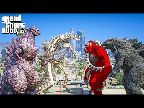 Shin Godzilla, Skeleton Godzilla vs Prime Godzilla, ScarKing - The Last Rematch ( GTA V Mods )