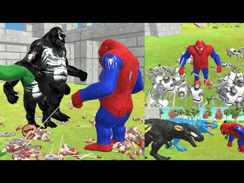 SPIDERMAN HULK GORO Vs Teutonic Knight Army And Venom Goro - ARBS  - Animal Revolt Battle Simulator
