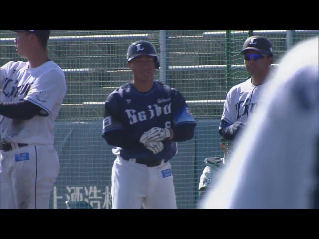 【春季キャンプ】ライオンズドラ2ルーキー・渡部聖弥が実戦6打席目で待望の初ヒット!!  2025年2月18日 埼玉西武ライオンズ