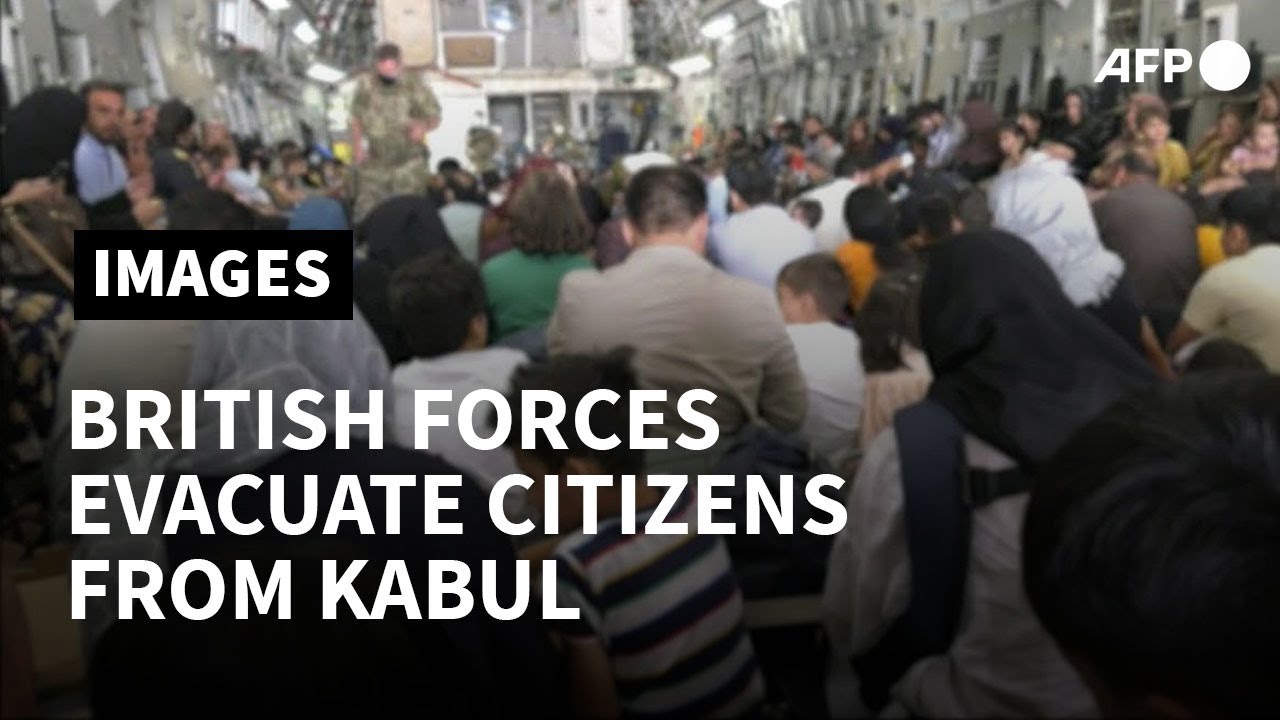 Afghan civilians evacuated from Kabul by British Forces | AFP