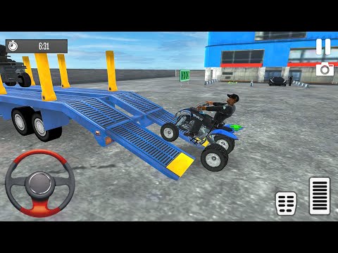 Transporting Police ATV Bike in Long Trailer Truck - Airplane Car Transporter - Android Gameplay
