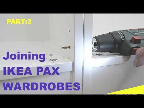 Part of a video titled How to join Ikea Pax wardrobes together - YouTube