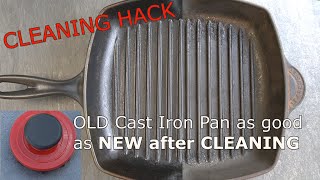 OLD CAST IRON Grill PAN Le Creuset NEW after Cleaning // Lifehack Cleaning