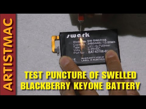 #BlackBerry #phone #repair Puncturing Swelled BlackBerry KeyOne Battery (Test)