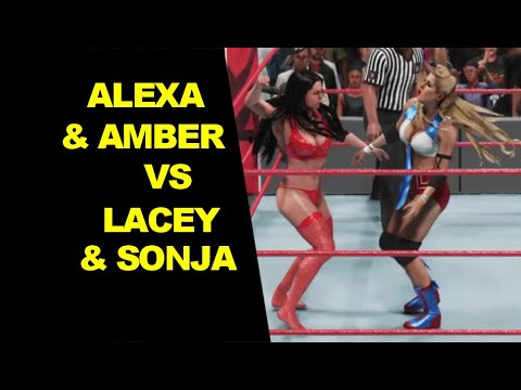 WWE 2K19 Alexa Bliss & Amber Jones vs Lacey Evans & Sonja - Elimination Tag