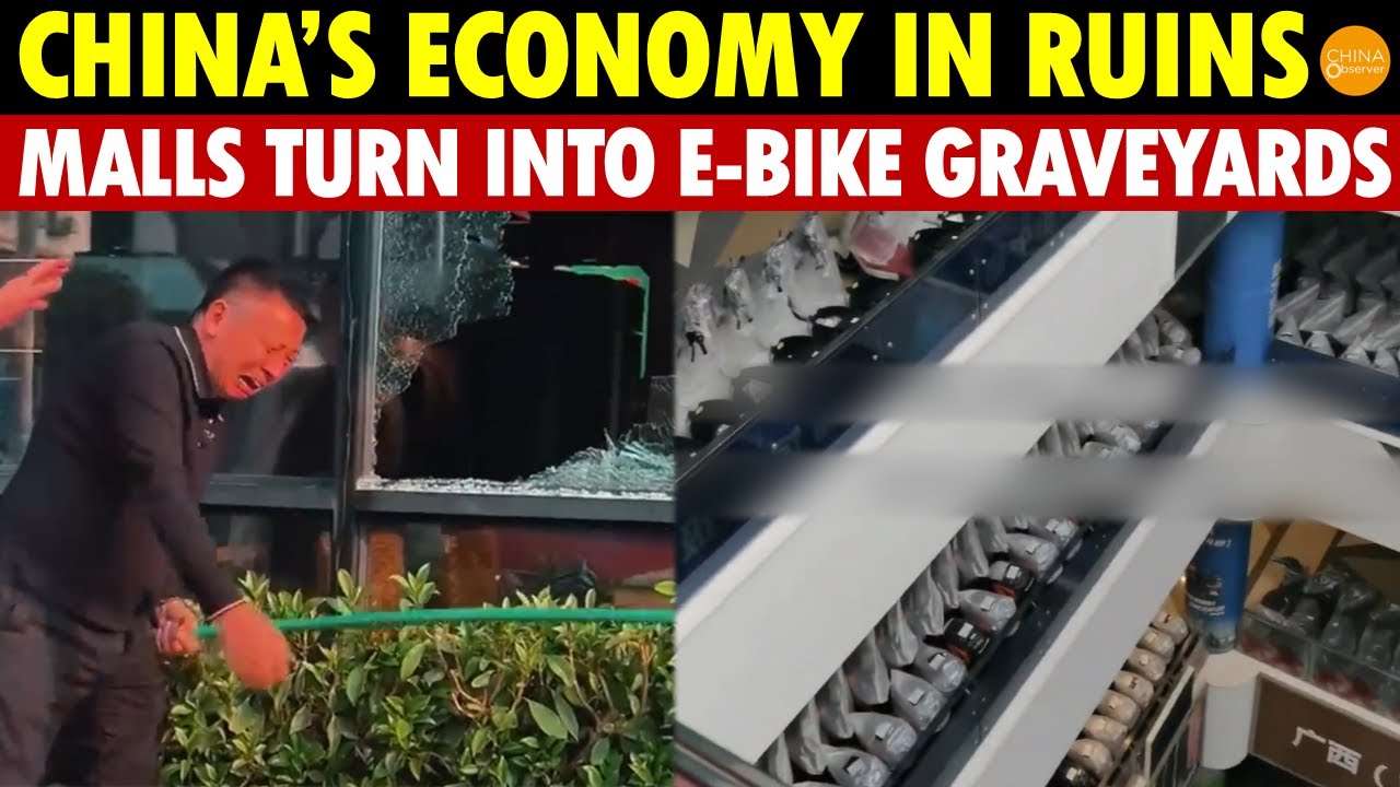 China’s Economy in Ruins! Malls Turn Into E-Bike Graveyards, Owners Destroy Their Own Shops in Tears