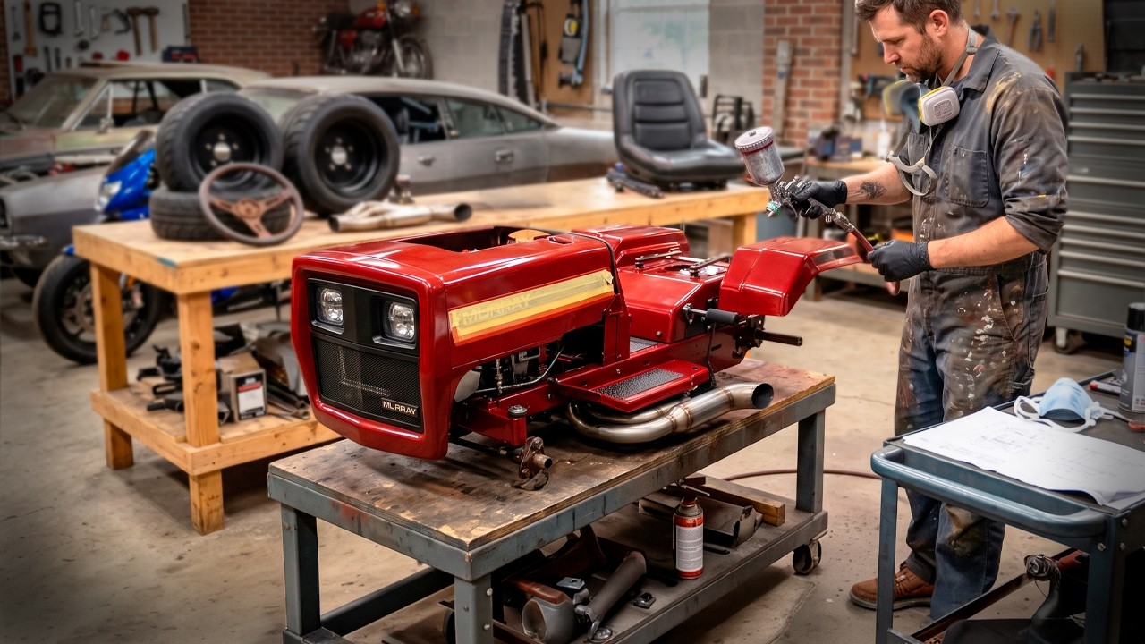 MAN TURNS a Cheap Murray Lawnmower Into a RACING LAWNMOWER  | Start to Finish by @mycustomgokart