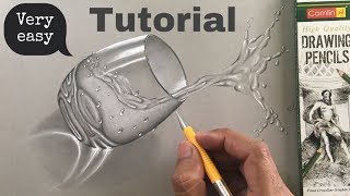 Water glass Drawing in 3D !! Easy to draw water gl